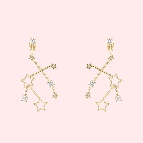 New Japanese and South Korean sweet exaggerated face shape five star two color Earrings no ear hole ear clip women's versatile - dianjiang-