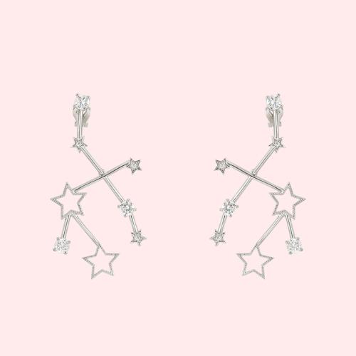 New Japanese and South Korean sweet exaggerated face shape five star two color Earrings no ear hole ear clip women's versatile - dianjiang-