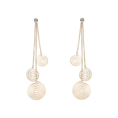 High level air field light titanium gray gold spiral pattern long tassel earring clip type earless female atmospheric design - dianjiang-