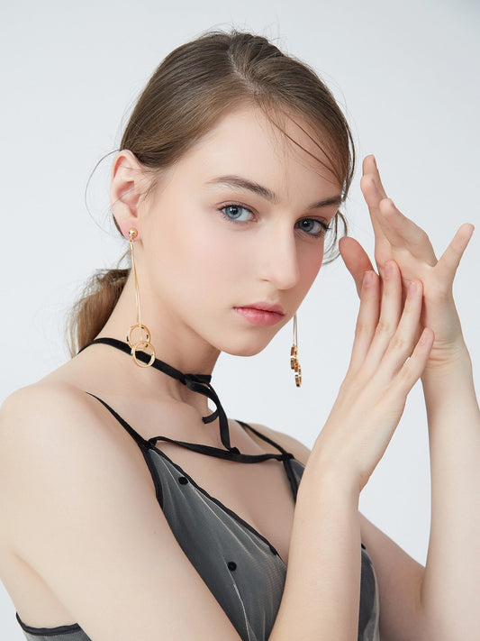 Ring Peding Bell Can be heard crisp collision sound long stream su ring fashion earrings ear clip no ear hole female - dianjiang-