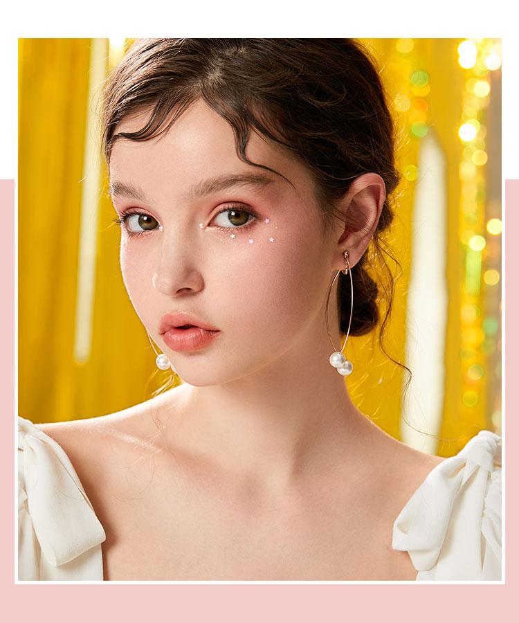 Simple curve pearl earrings and ear clip with no ear hole before and after Japanese style versatile girl temperament spiral simple cold wind - dianjiang-