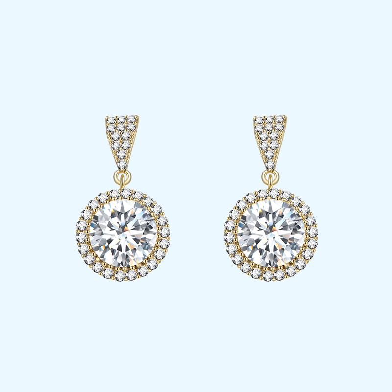 Classic commuter shining gem round diamond earrings earrings earrings earrings clip earless women's daily boutique in Europe and America - dianjiang-