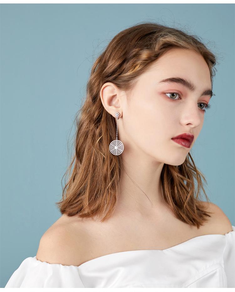 Big name classic long non-picking face-shaped tassel-set diamond disc drop earrings / ear clip painless women boutique - dianjiang-