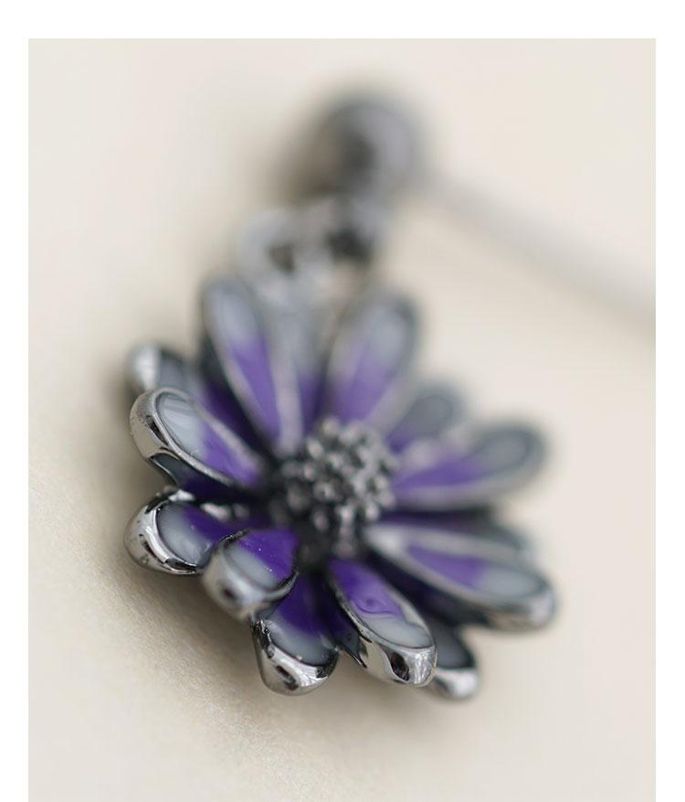 Simple and soft black daisy flower earring earring earring clip without ear hole female Korean temperament celebrities Joker fresh - dianjiang-