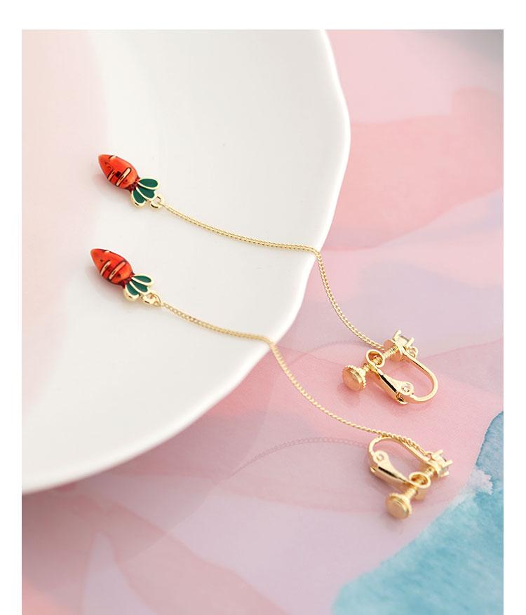 Cute drop of glaze metal carrot Japanese vitality sweet earring earring earring female painless daily - dianjiang-