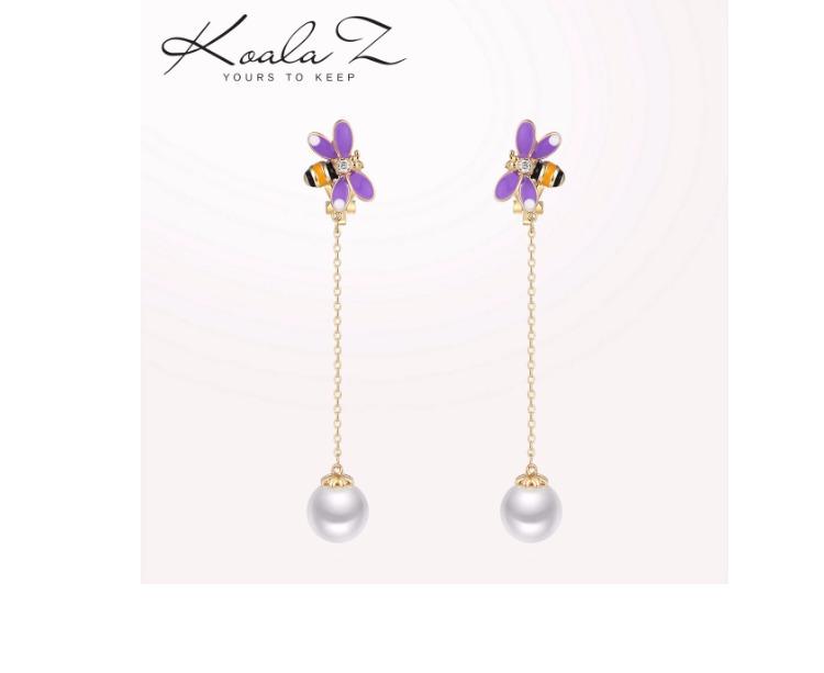 Qing Cang yuan 49.9 fresh and simple temperament 925 silver needle Purple Butterfly Long Earring clip - dianjiang-