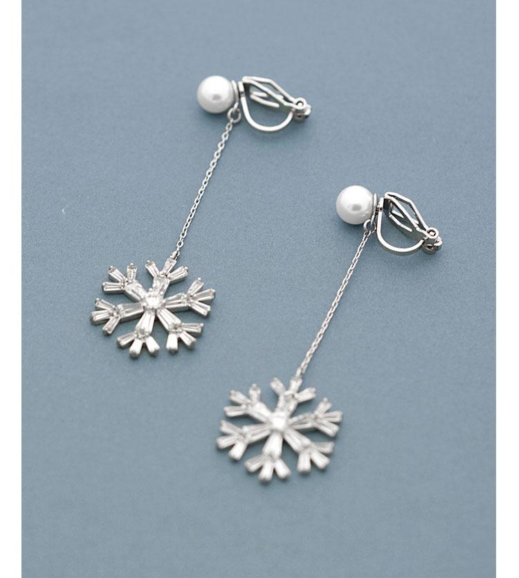 Super fairy temperament cold wind crystal snowflake ear nails no ear hole ear clip woman painless - dianjiang-