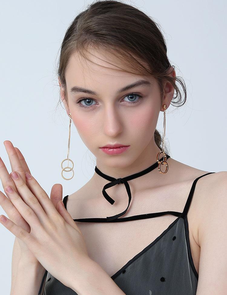 Ring Peding Bell Can be heard crisp collision sound long stream su ring fashion earrings ear clip no ear hole female - dianjiang-