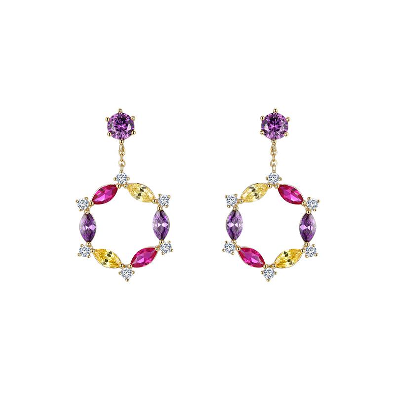 Fairy wreath European and American temperament simple crystal earrings earrings no ear hole female Korean Europe and the United States - dianjiang-