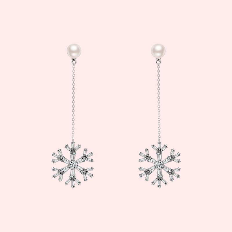 Super fairy temperament cold wind crystal snowflake ear nails no ear hole ear clip woman painless - dianjiang-