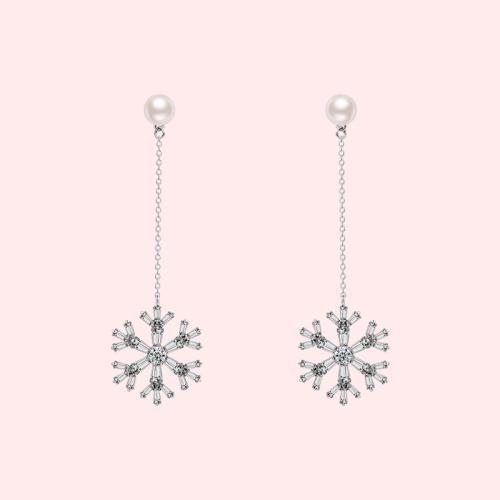 Super fairy temperament cold wind crystal snowflake ear nails no ear hole ear clip woman painless - dianjiang-