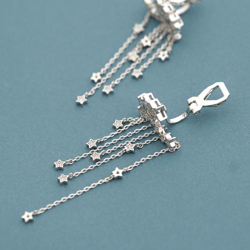 高级质感星辰流星星星瀑布长款流苏多坠耳环耳夹无耳洞女超仙女 - dianjiang-