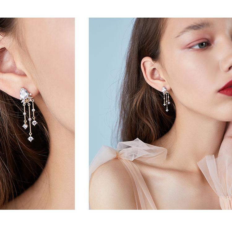 Advanced design water drop rocket metal tassel temperament earrings without ear holes ear clip female Japanese line - dianjiang-