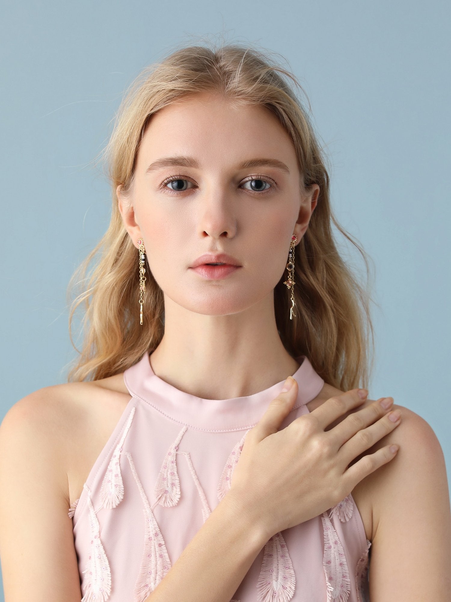 Japanese single Japanese unique small bone shape tassel rice bead long earrings and earnails without ear holes - dianjiang-