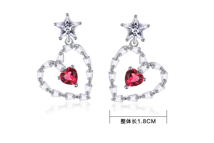 Simple fashion ins trendsetter red pentagonal Star Love Earring earclip earless Japanese - dianjiang-