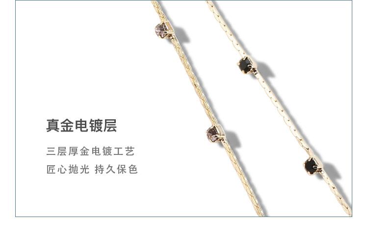 Advanced grey round face thin front and back double line grey drill ear thread long tassel earring earring clip no earhole female no pain - dianjiang-