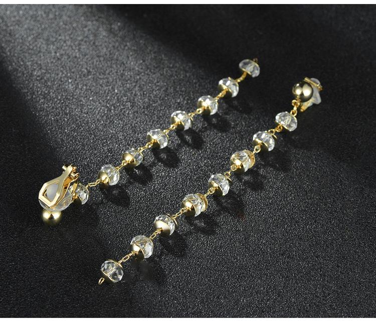 Clearance of the original 49.9 non-refundable lint-free bag long crystal beads tassel earrings ear clip - dianjiang-