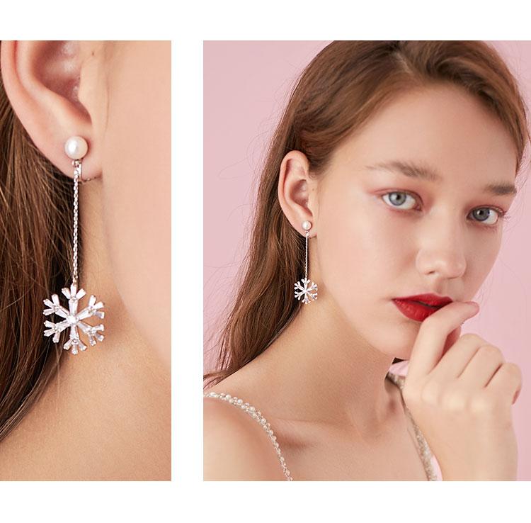 Super fairy temperament cold wind crystal snowflake ear nails no ear hole ear clip woman painless - dianjiang-