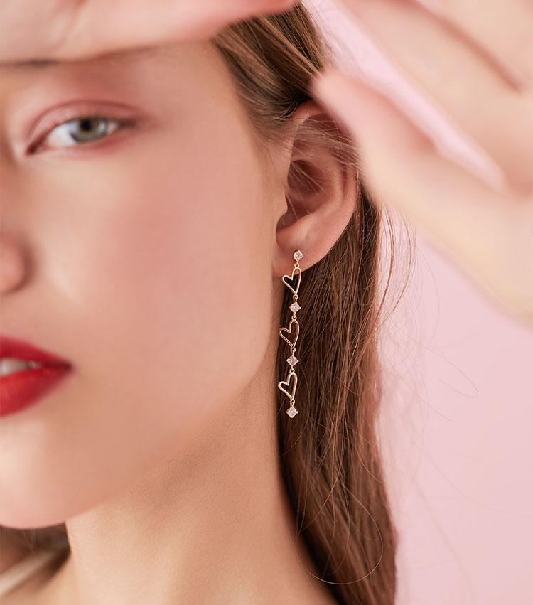 Fine point inlay welding process! Asymmetric love Star Long tassel earring with no ear hole and clip girl temperament - dianjiang-