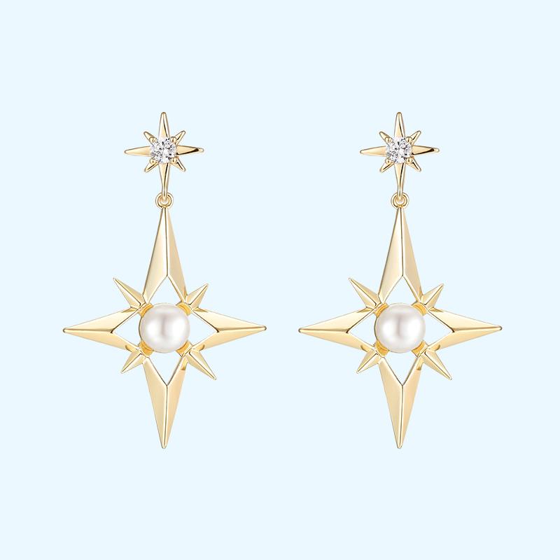 Eight bright stars earrings for women in Europe and America - dianjiang-
