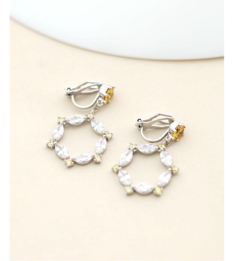 Fairy wreath European and American temperament simple crystal earrings earrings no ear hole female Korean Europe and the United States - dianjiang-