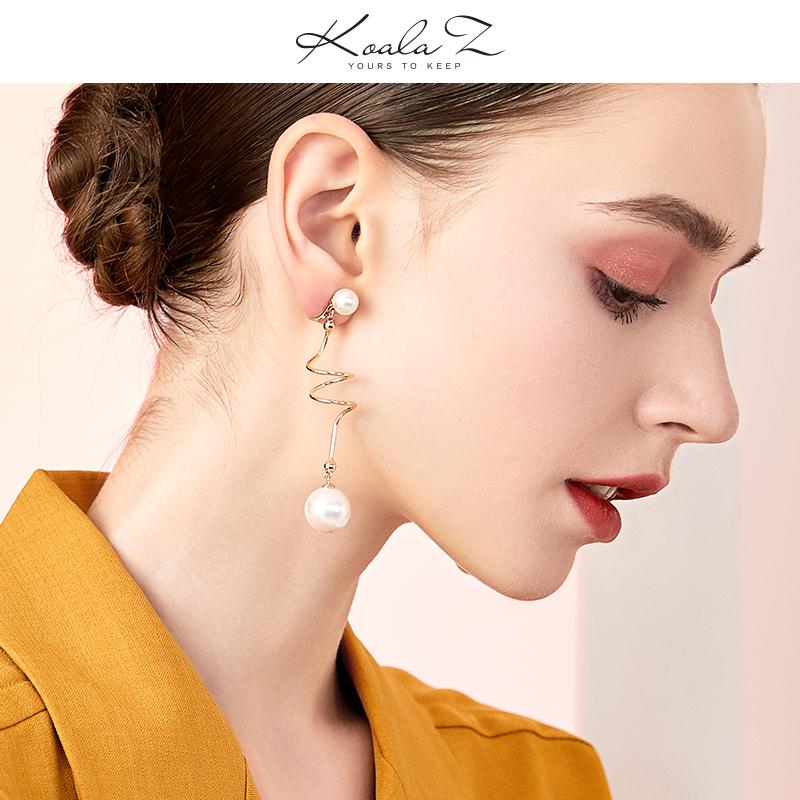 Design sense of minimalist cold wind wind wind large pearl long earring earrings without ear holes female European and American exaggeration - dianjiang-