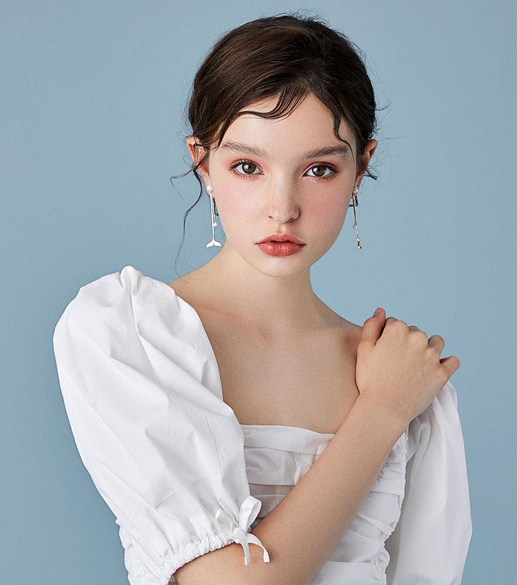 Mermaid Girl's tail Earrings temperament long and versatile Earrings without ear holes ear clip 2019 new Dolphin Earrings Han - dianjiang-