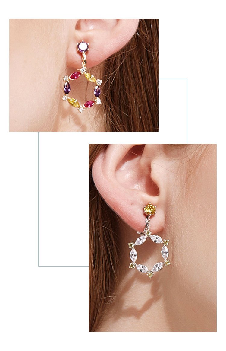 Fairy wreath European and American temperament simple crystal earrings earrings no ear hole female Korean Europe and the United States - dianjiang-