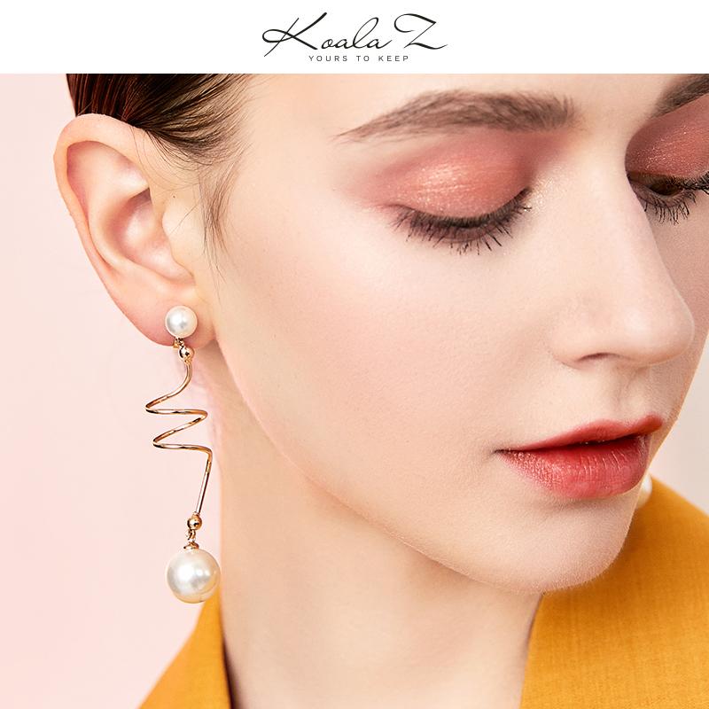 Design sense of minimalist cold wind wind wind large pearl long earring earrings without ear holes female European and American exaggeration - dianjiang-