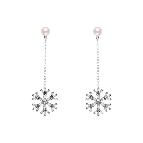 Super fairy temperament cold wind crystal snowflake ear nails no ear hole ear clip woman painless - dianjiang-