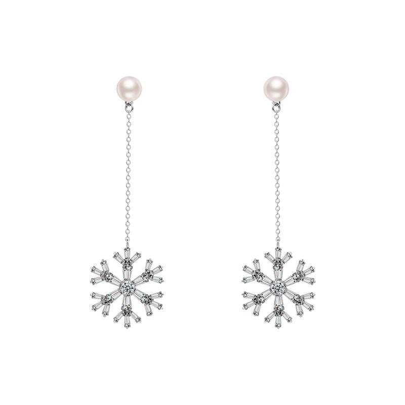 Super fairy temperament cold wind crystal snowflake ear nails no ear hole ear clip woman painless - dianjiang-