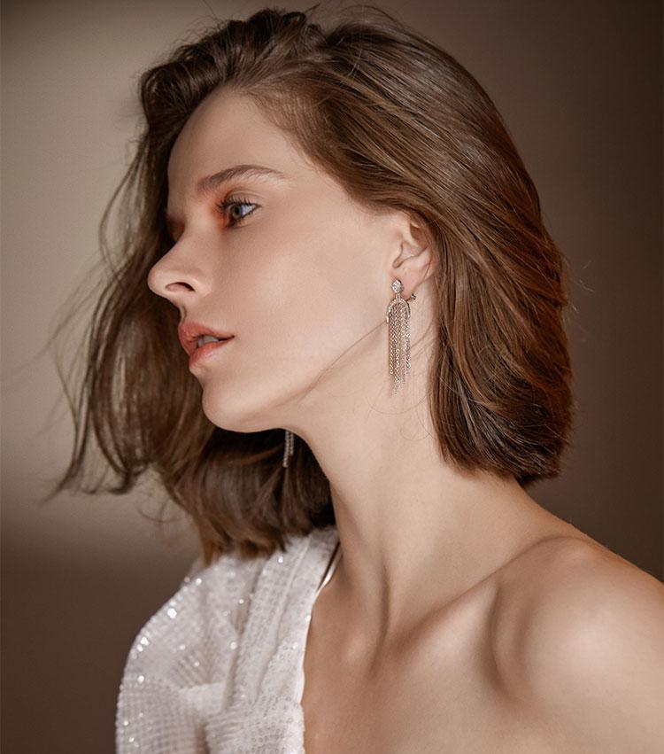 Light and extravagant temperament super fairy long silver moon with Tassel Earrings and Earrings without pain and earholes - dianjiang-