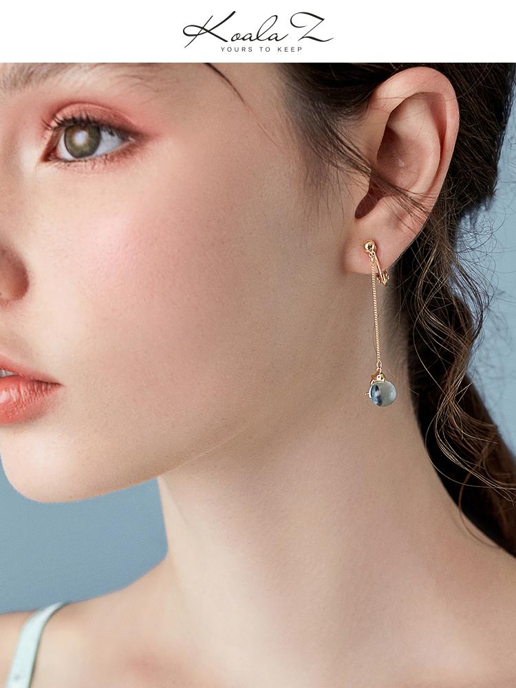 Japanese design fresh and lovely girl heart dolphin blue crystal ball earrings earring earring female super fairy personality - dianjiang-