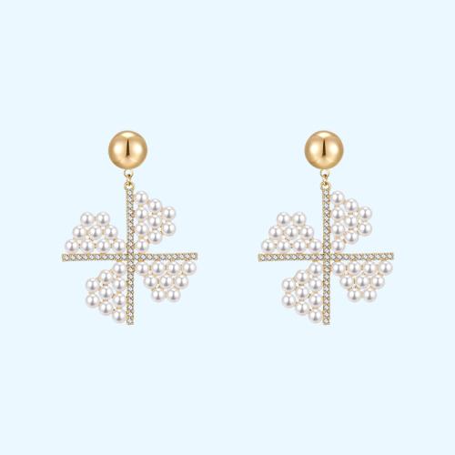 重工！日系清新气质仙女珍珠风车耳钉无耳洞无痛耳夹女百搭日常 - dianjiang-