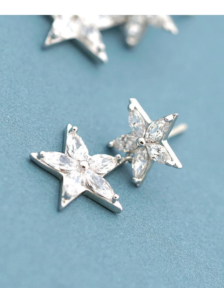 Simple choice 5A Zirconium splice star pentagram earring earrings ear clip no ear cavity female temperament Korea - dianjiang-