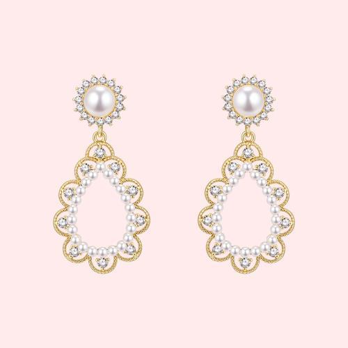 宫廷风水滴珍珠蕾丝小米珠耳钉耳环无痛无耳洞耳夹女日常 - dianjiang-