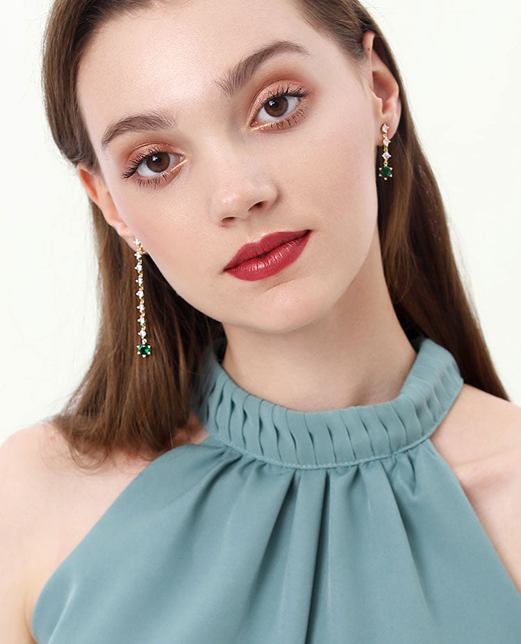 Clearance Flaw-free Flawless Flawless Bags Do Not Return and Do Not Change Asymmetric Emerald Earrings Earrings - dianjiang-