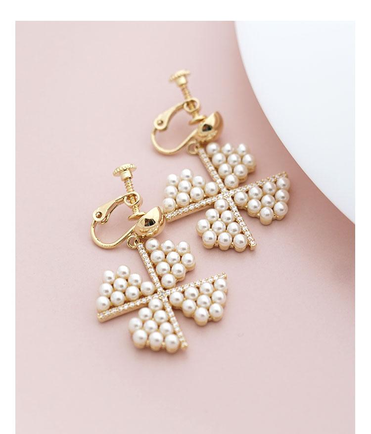 Heavy industry! Japanese fresh temperament fairy pearl windmill earnail no ear hole no pain earclip all day - dianjiang-