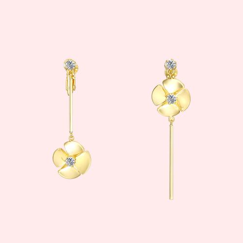 Daily small fresh asymmetrical windmill ear nail earrings no ear hole ear clip female painless daily set-up - dianjiang-