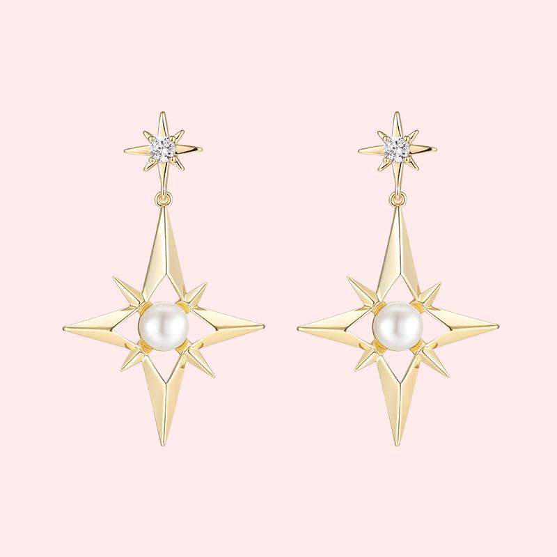 Eight bright stars earrings for women in Europe and America - dianjiang-