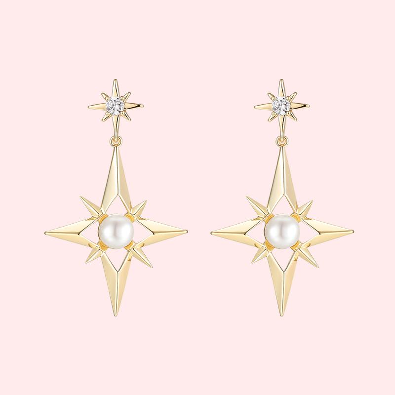 Eight bright stars earrings for women in Europe and America - dianjiang-