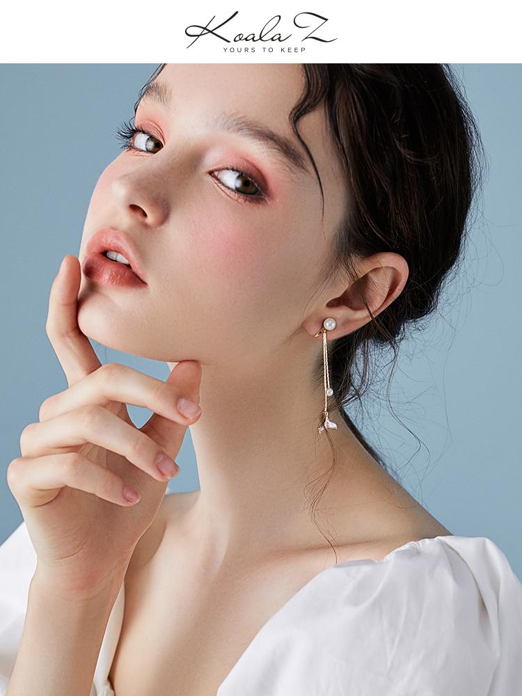 Mermaid female fish tail earrings long hundred set earringearrings no ear hole 2019 new dolphin ear nails Han - dianjiang-