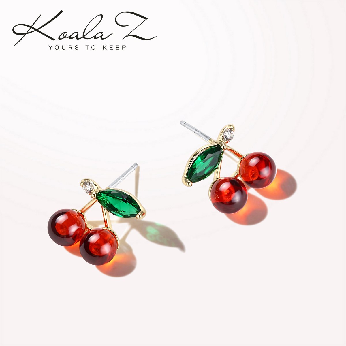 Energetic pomegranate red cherry cute simple small ear nail earrings earrings no ear hole female Japanese fruit - dianjiang-