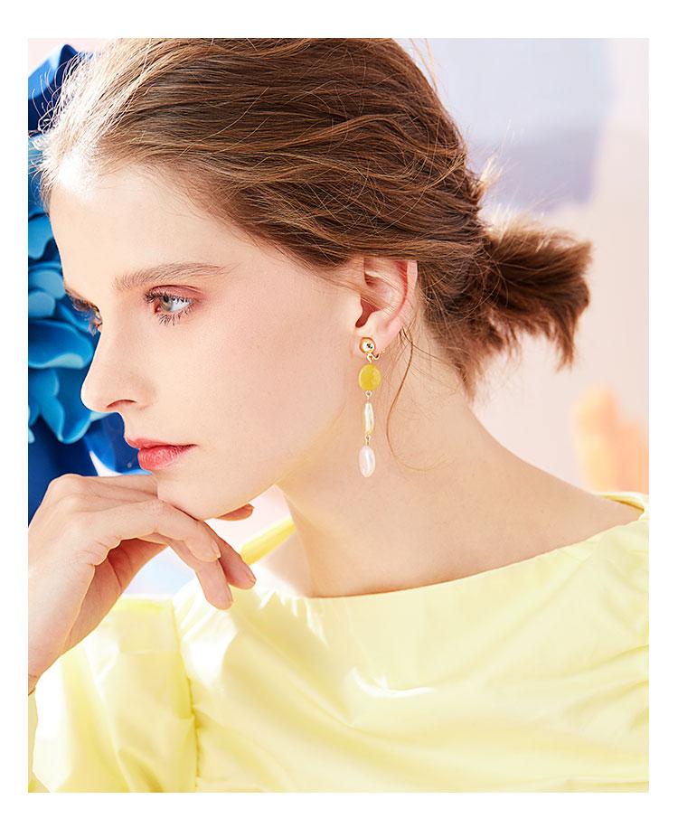 Spring Morandi New Color Light texture asymmetric stitching irregular long ear nails earless hole ear clip female - dianjiang-