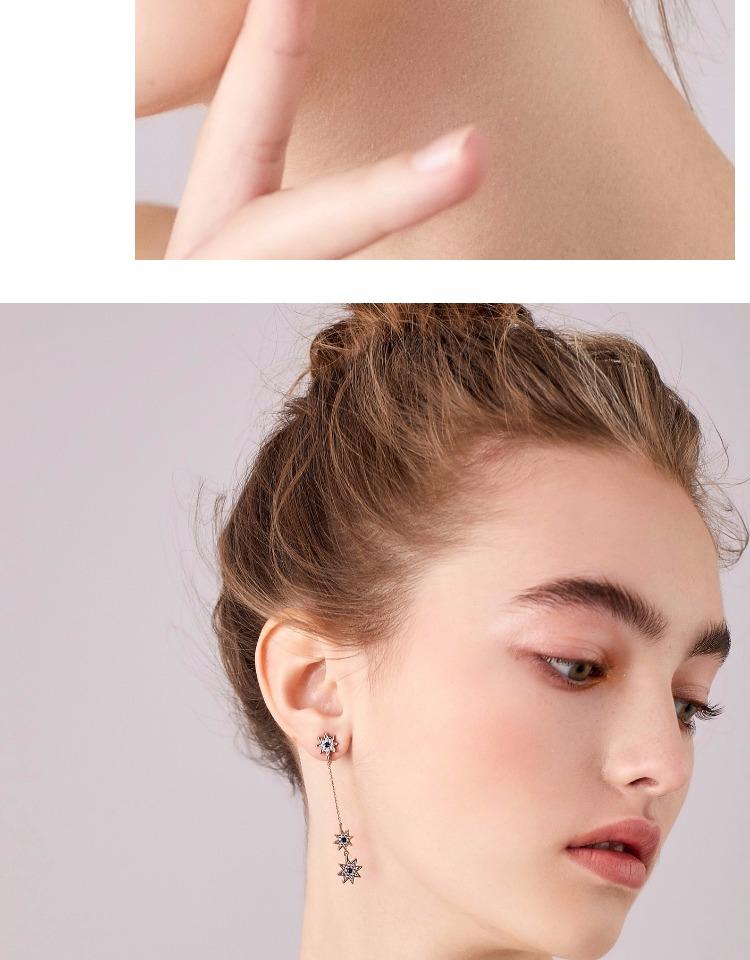 Long stream Su star star blue diamond earrings no ear hole female painless European and American parcel mail - dianjiang-