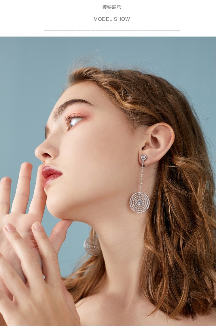 Big name classic long non-picking face-shaped tassel-set diamond disc drop earrings / ear clip painless women boutique - dianjiang-