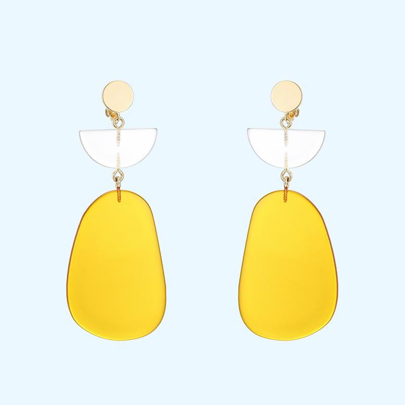 Hyperbole Gently ginger geometry European and American earrings no ear socket clip female - dianjiang-