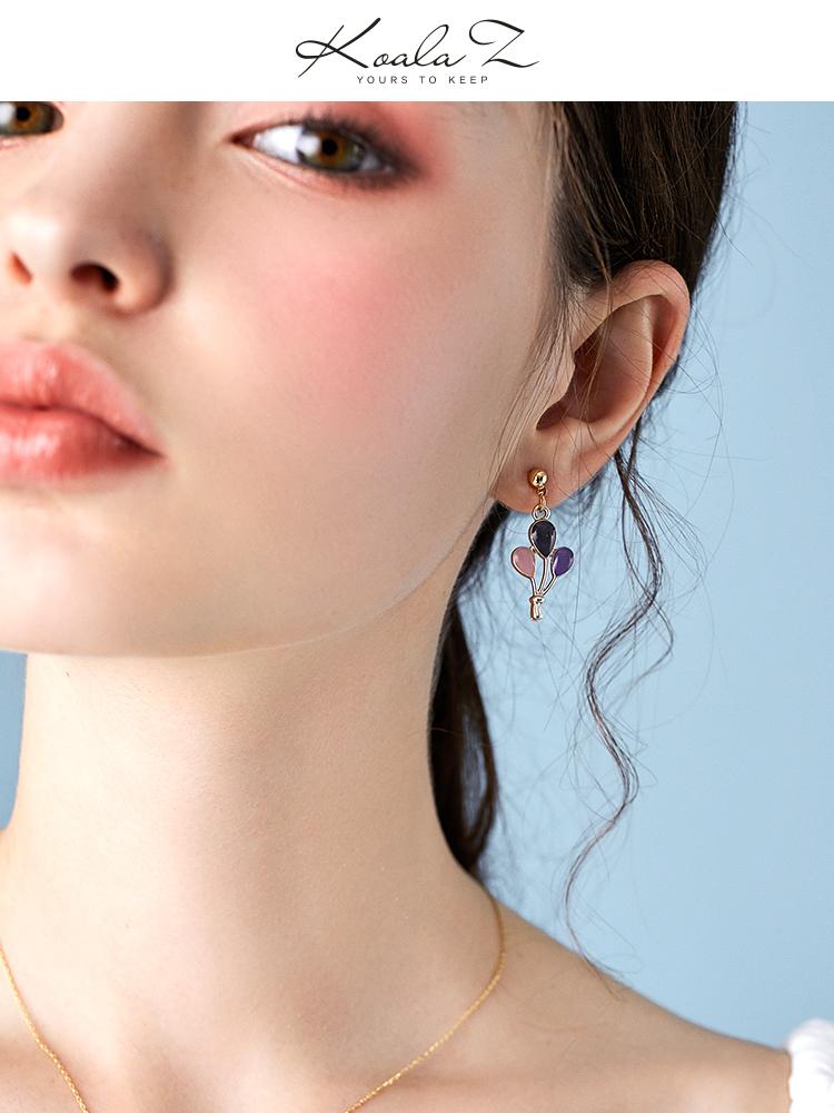 Hand-glazed Little cute colored Morandi balloon earrings ear clip earless female Japanese fresh Korean INS - dianjiang-