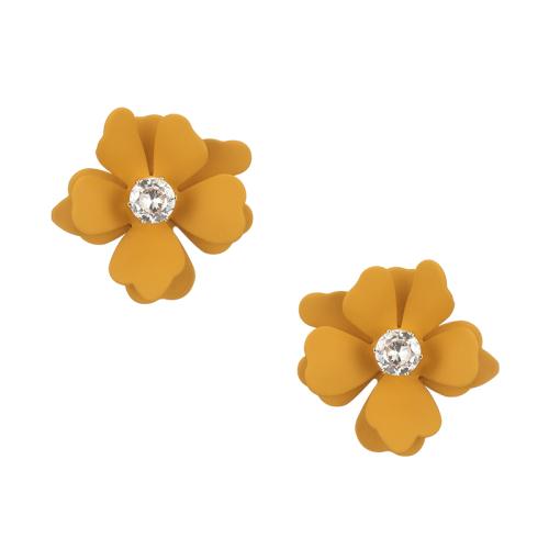 South Korea's new gentle little sister temperament Mo Landi orange turmeric flower earring earring earring female - dianjiang-