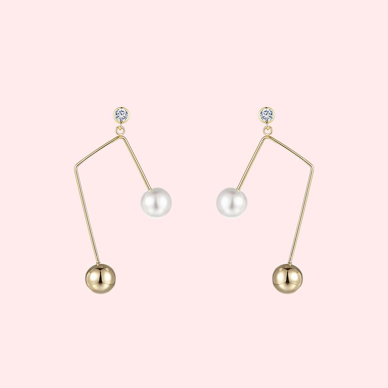 Simple design, simple design, sense of metal sound, imitation pearl earring, ear clip, ear clip, no ear hole, female, European and American personality, cold - dianjiang-